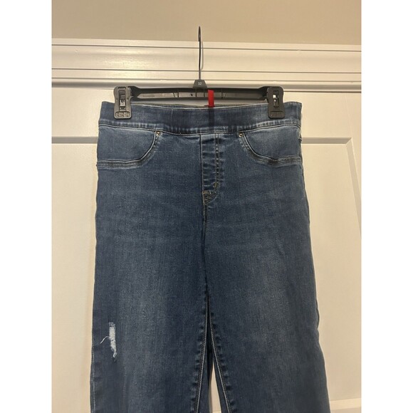 SPANX Size Medium Dark Wash Skinny Pull-on Jeans Denim Shapewear Tummy Control - Picture 3 of 9